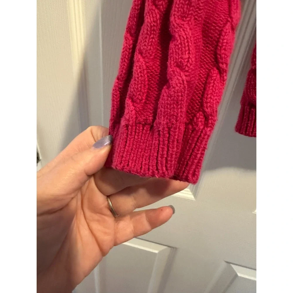 Vintage Gymboree Toddler Girl Red Cable Knit Cardigan Sweater Pups and Kisses 3T